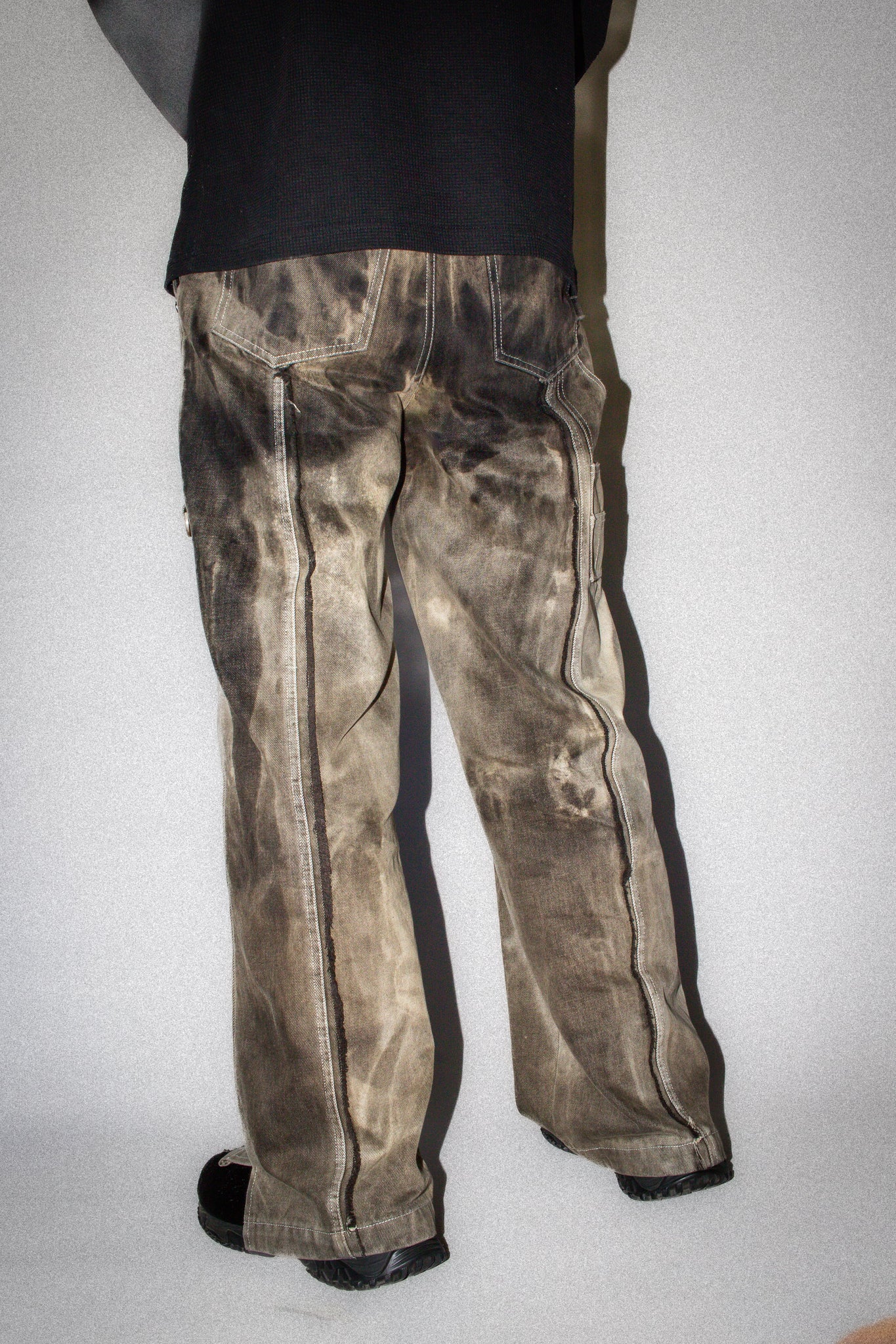 Fray Contrast Denim Pant - Hand-Bleached