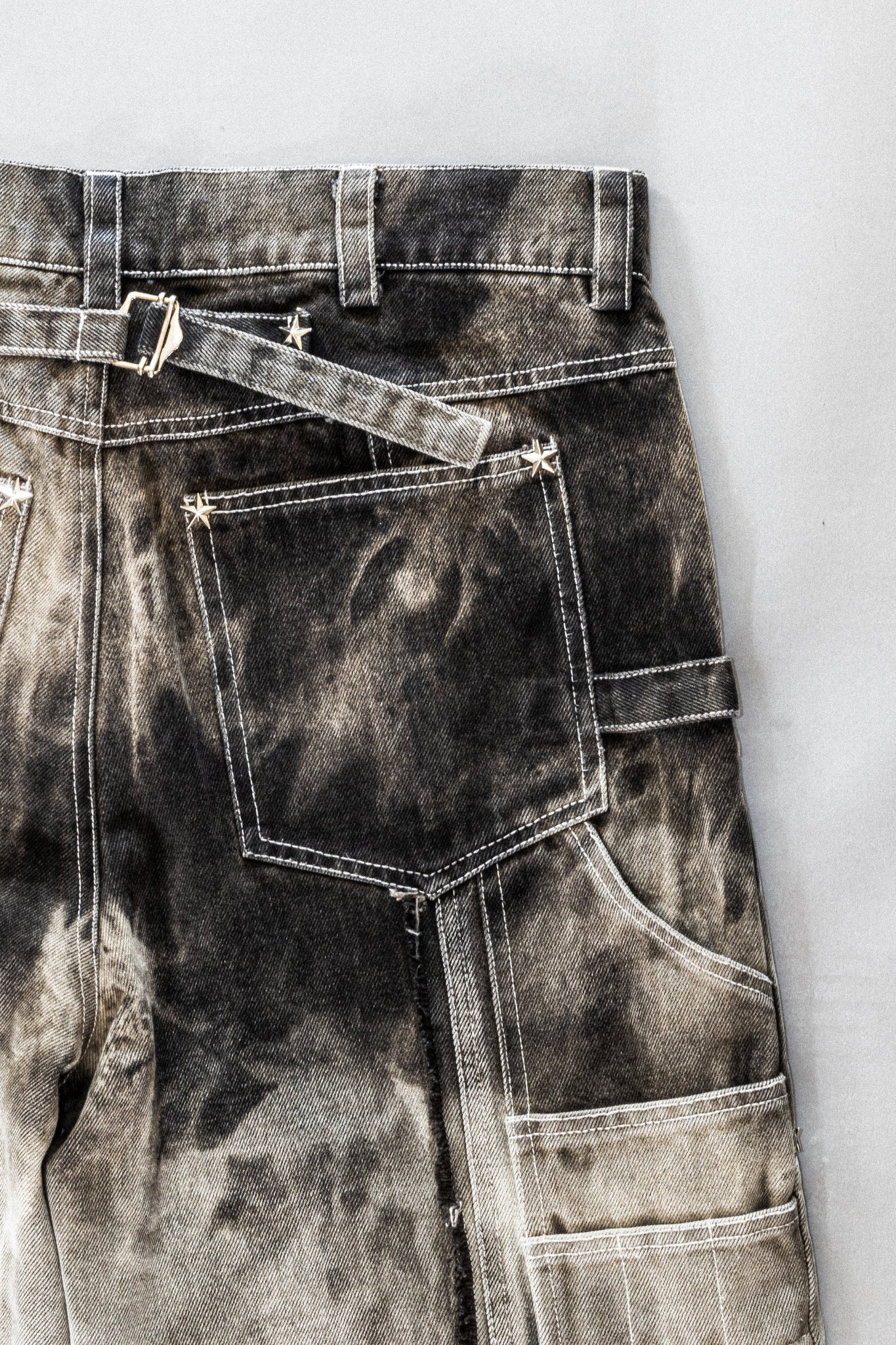 Fray Contrast Denim Pant - Hand-Bleached