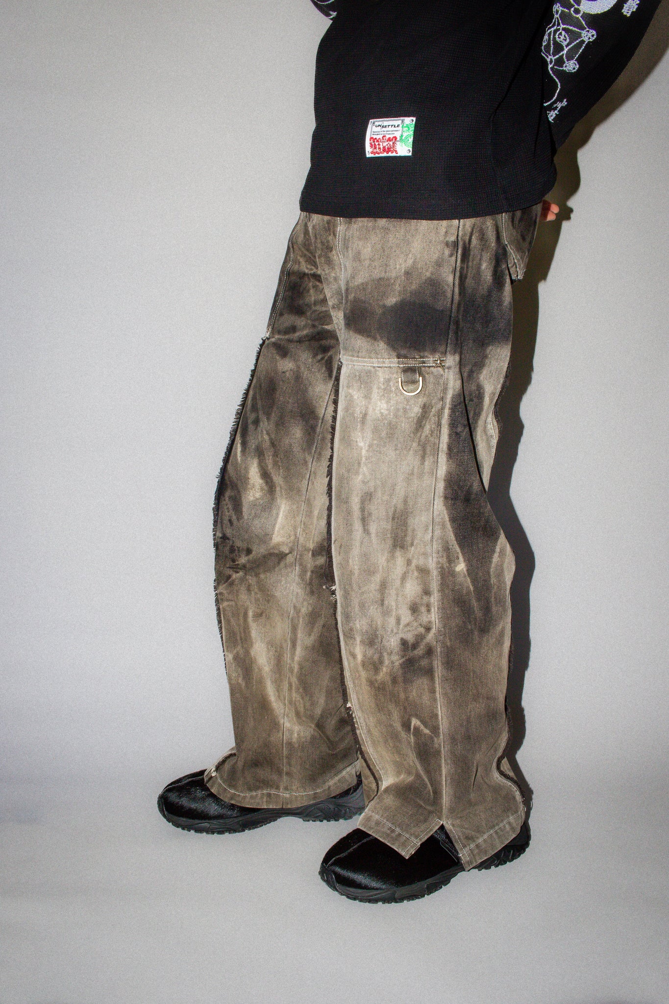 Fray Contrast Denim Pant - Hand-Bleached