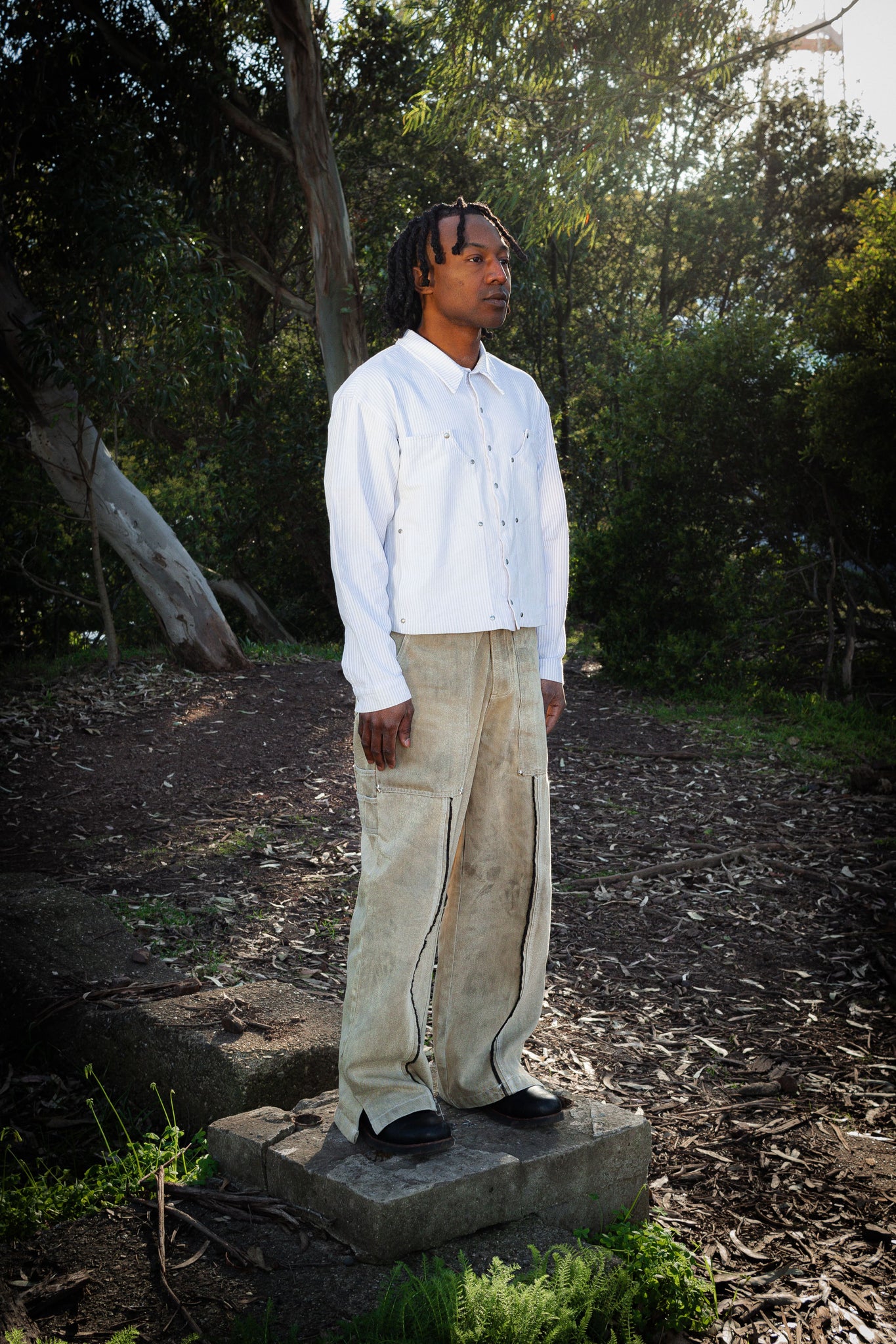 Fray Contrast Denim Pant - Hand-Bleached