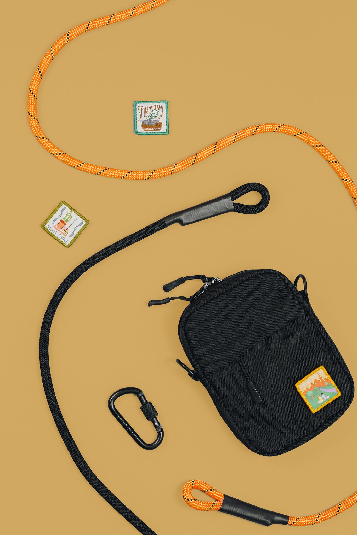Mini Utility Rope Crossbody Bag for Travel | Space Black / Military Green
